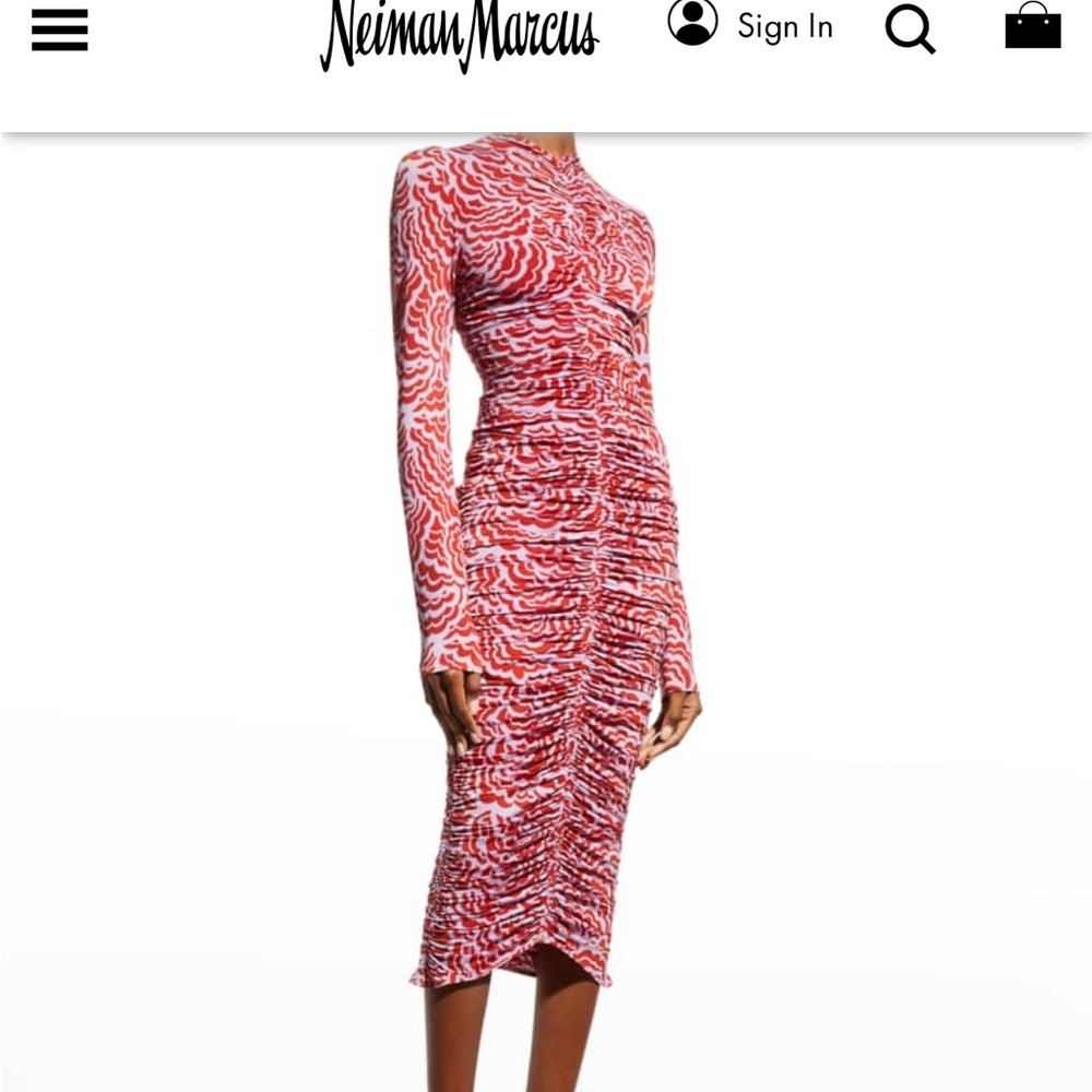 A.L.C Ansel Floral Ruched Bodycon Midi Dress Size Small